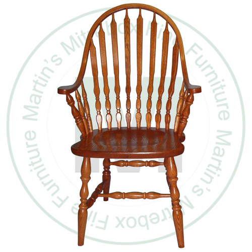 Oak Windsor Fancy 8 Arrow Arm Chair Has Wood Seat