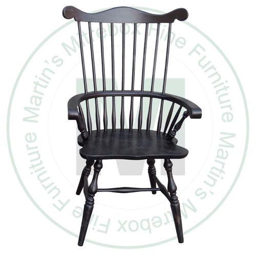 Oak Comb Back Arm Chair Has Wood Seat