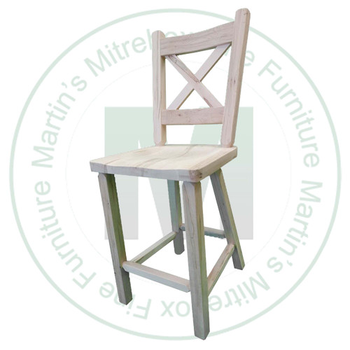 Oak Rustic X No Swivel 24'' Barstool Has Wood Seat