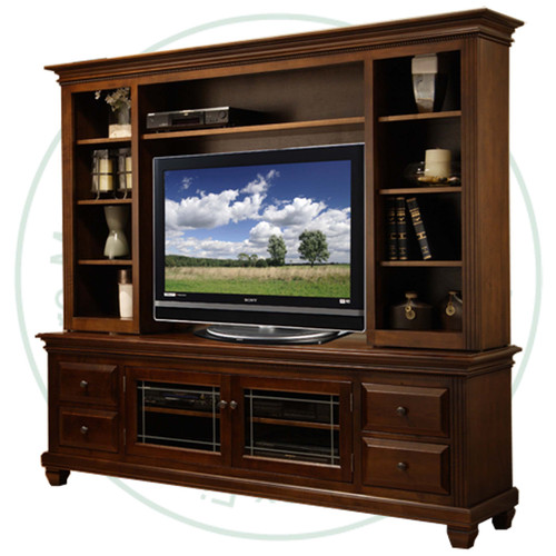 Wormy Maple Florentino Entertainment HDTV Cabinet With Hutch 19.5''D x 84.5''W x 80''H