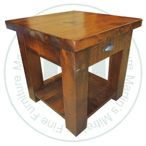 Wormy Maple Frontier End Table 24''D x 24''W x 24''H With Shelf.