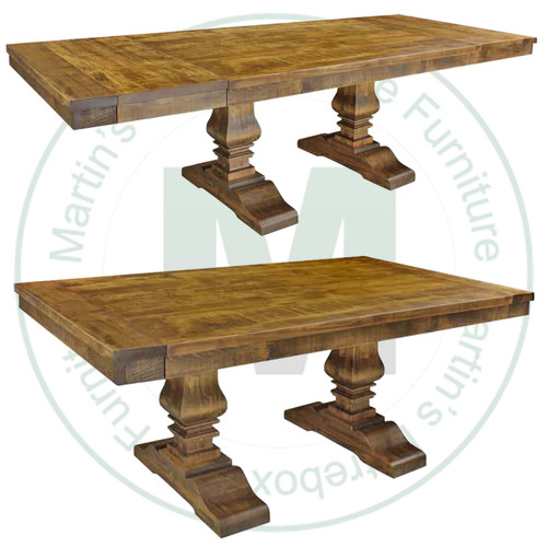 Wormy Maple Century Solid Top Double Pedestal Table 48''D x 96''W x 30''H With 2 - 16'' Leaves