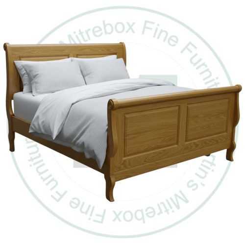 Oak Double Sleigh Bed. Bed has a 48'' Headboard and 33'' Footboard. Bed Dimensions 57.5'' Wide x 83'' Deep x 33'' High.
