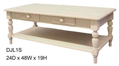 Wormy Maple Country Lane Coffee Table With 2 Drawers And Shelf 24''D x 48''W x 19''H