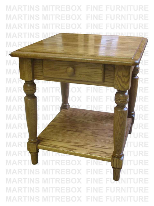 Wormy Maple Country Lane End Table With 1 Drawer And Shelf 24''D x 22''W x 24''H