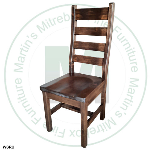 Wormy Maple Timber Ladder Side Chair Has Wood Seat