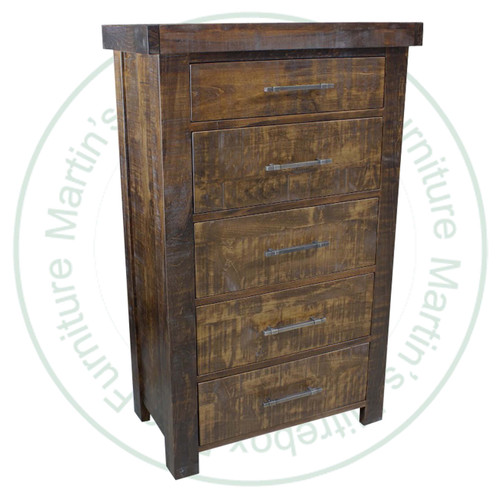 Pine Millwright 5 Drawer Chest Of Drawers. Hi Boy Dimensions 19'' Deep x 36'' Wide x 57'' High. ( Texture : Mill sawn. Hardware : 218 Pulls. )
