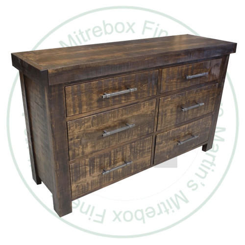 Oak Millwright 6 Drawer Dresser. Dresser Dimensions 19'' Deep x 60'' Wide x 36'' High. ( Texture : Mill sawn. Hardware : 218 Pulls. )
