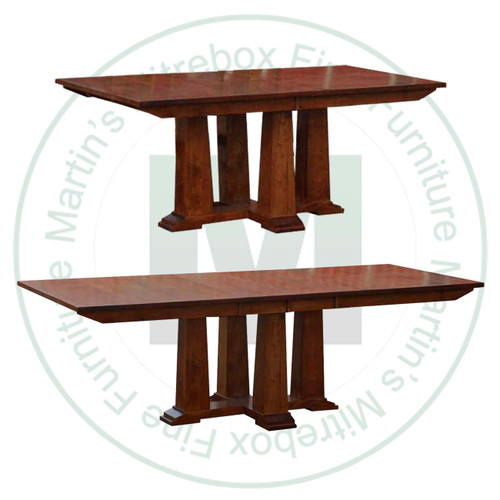 Oak Pallisade Center Extension Pedestal Table 48''D x 120''W x 30''H