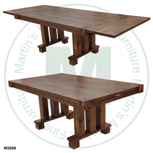 Pine Backwoods Solid Top Pedestal Table 36''D x 84''W x 30''H With 2 - 18'' Leaves