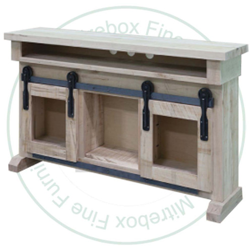 Pine Rustic Hamilton Slim Line 2 Glass Doors Open Center TV Entertainment Unit