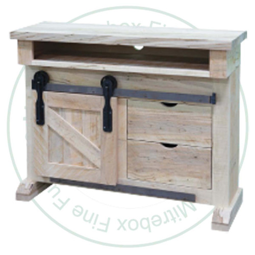 Wormy Maple Rustic Hamilton Slim Line 1 Wood Door 2 Drawer Entertainment Unit