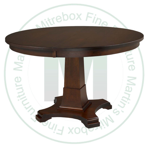 Wormy Maple Abbey Single Pedestal Table 42''D x 48''W x 30''H With 1 - 12'' Leaf. Table Has 1'' Thick Top