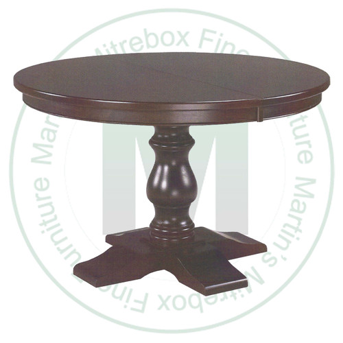 Wormy Maple Savannah Single Pedestal Table 36''D x 48''W x 30''H With 2 - 12'' Leaves Table. Table Has 1'' Thick Top.