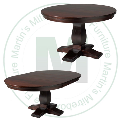 Oak Valencia Single Pedestal Table 36''D x 48''W x 30''H With 1 - 12'' Leaf Table. Table Has 1'' Thick Top.