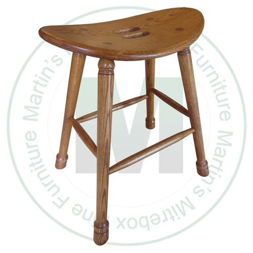 Oak 24'' Saddle Stool With Turned Legs