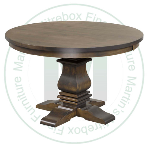 Wormy Maple Spartan Collection Single Pedestal Table 60''D x 60''W x 30''H With 2 - 12'' Leaves. Table Has 1.25'' Thick Top