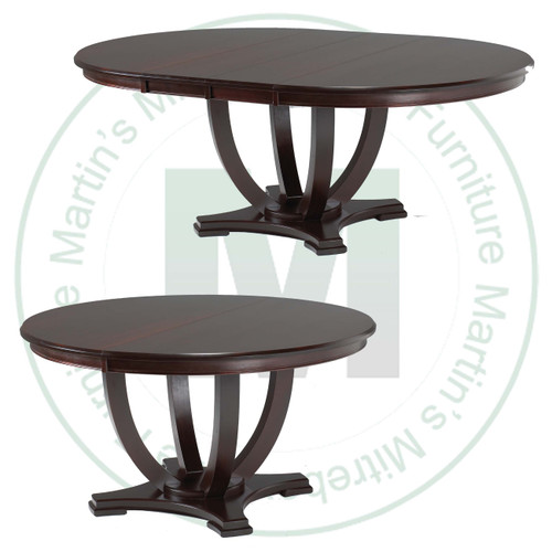 Wormy Maple Tuscany Single Pedestal Table 52''D x 52''W x 30''H With 3 - 12'' Leaves