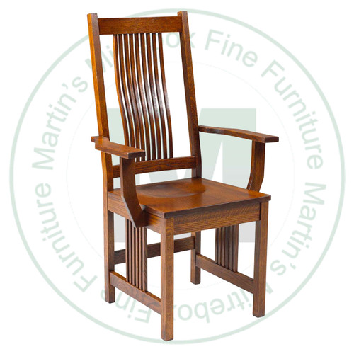 Oak Mission Arm Chair With Wood Seat