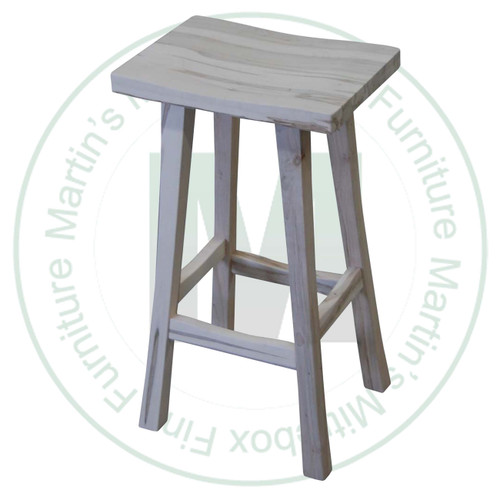 Wormy Maple Mission Saddle 26" Stool With Wood Seat