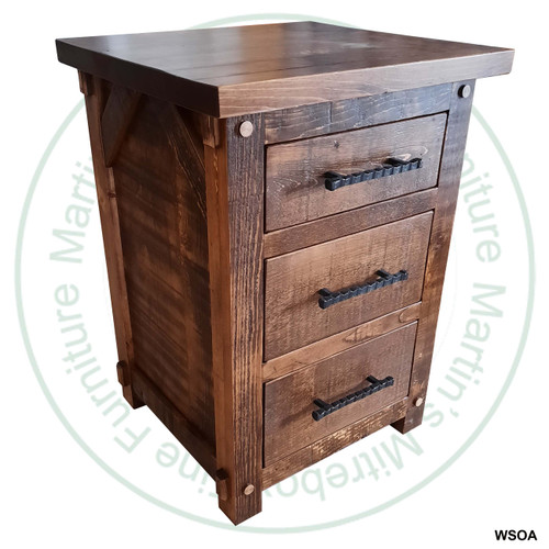 Wormy Maple Settlers Nightstand 20''D x 22''W x 30''H With 3 Drawers