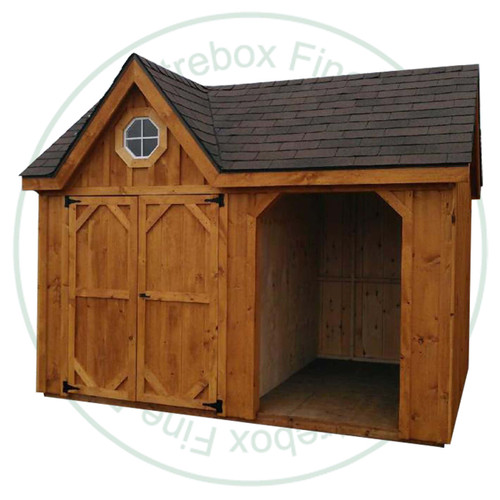 10' Deep x 16' Wide Tool Wood Combo Stained Garden Shed. Standard Brown 3 Tab Shingles. Shed Description From The Ground Up. Floor is Built From Treated 2 x 4's On 16'' Centers Topped With 5/8 Plywood. Shed Walls Are 78'' High Framed On 24'' Centers And Clad in 1'' Pine Board And Batten. Roof Rafters Are 2 x 6's on 24'' Center And Sheeted with 1/2 Plywood. Roof Shingled With ICO 15 Year Shingles. The Stain is Sansin SDF formula - Autumn gold # 16. 
