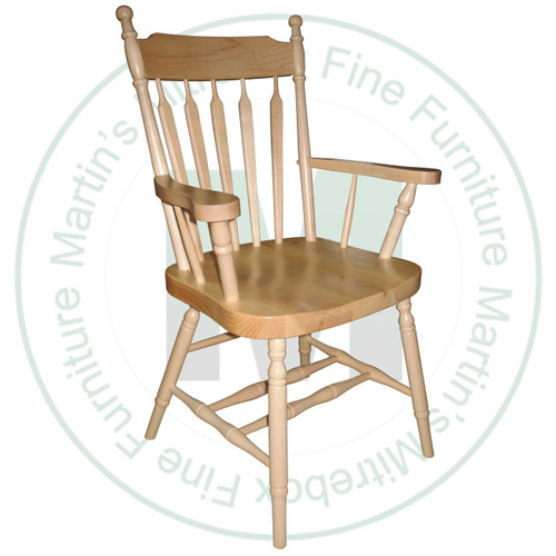 Oak Kitchen Arrow Arm Chair With Wood Seat