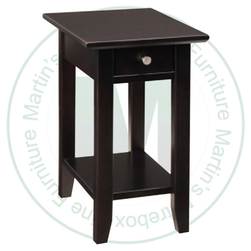 Wormy Maple Demilune Rectangle Chair Side Table 23''D x 13''W x 22''H with Shelf and 1 Drawer