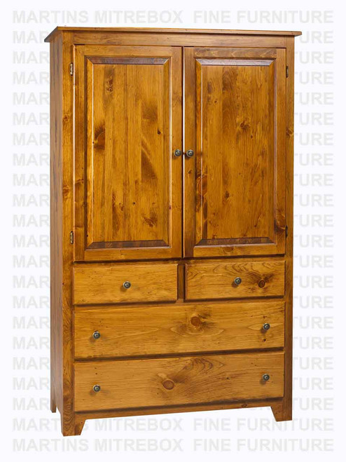 Pine Havelock Armoire Plain Top Large 20''D x 42''W x 74''H With 4 Drawers