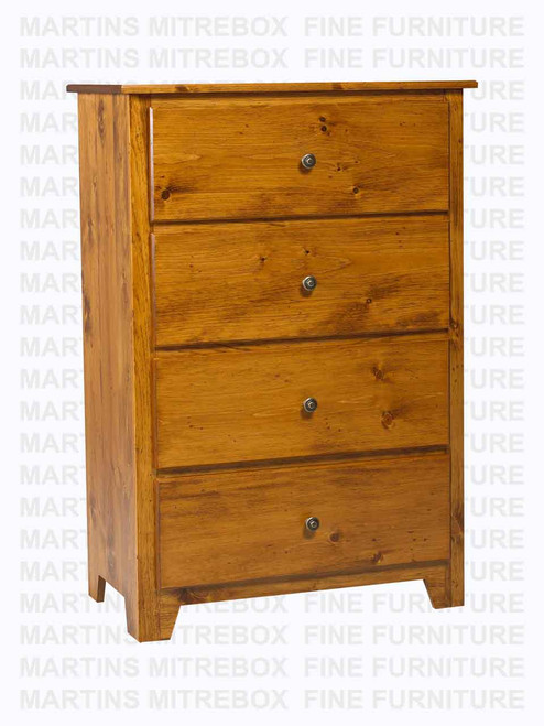 Oak Havelock Chest of Drawers 18''D x 34''W x 50''H With 4 Drawers