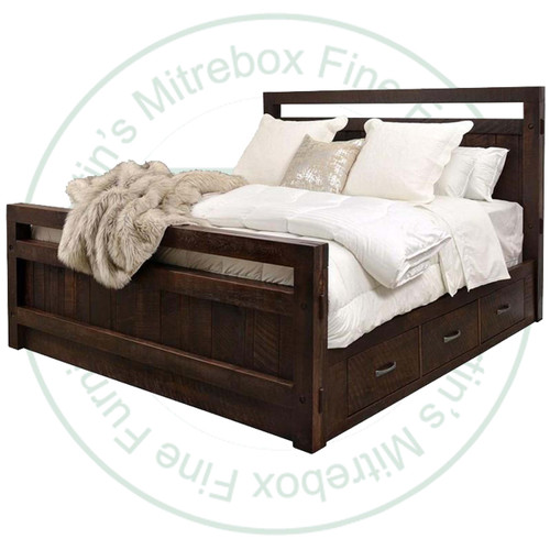Wormy Maple Timber King 6 Drawer Storage Bed