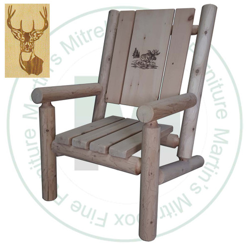 Hinterland Branded Deer White Cedar Log Chair