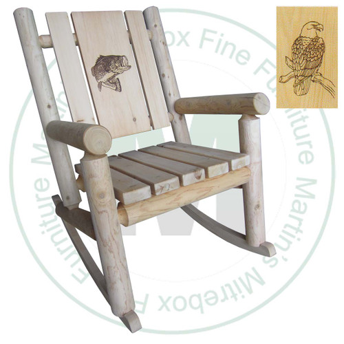 Hinterland Branded Eagle White Cedar Log Rocker