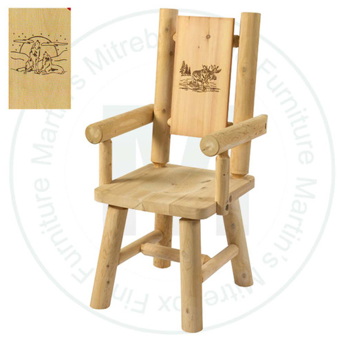 Hinterland Branded Wolf and Moon Back Log Arm Chair.