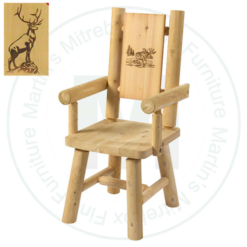 Hinterland Branded Elk Back Log Arm Chair.