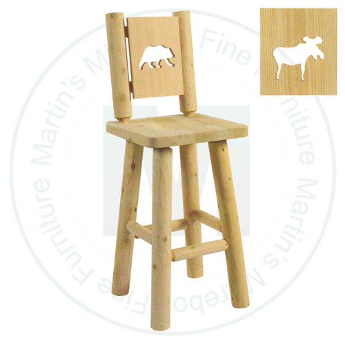 Hinterland Log Solid Moose Cut - Out Back 24'' Bar Stool.