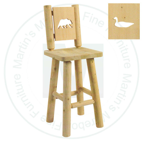 Hinterland Log Solid Loon Cut - Out Back 24'' Bar Stool.