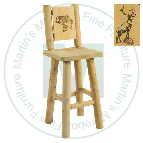 Hinterland Log Solid Branded Elk Back 24'' Bar Stool.