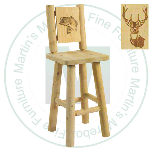 Hinterland Log Solid Branded Deer Back 30'' Bar Stool.