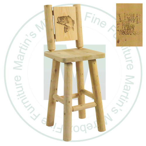 Hinterland Log Solid Branded Fawn Back 30'' Bar Stool.