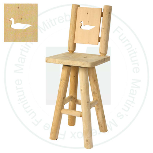 Hinterland Log Swivel Loon Cut - Out Back 24'' Bar Stool.