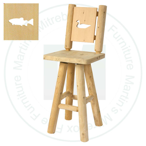 Hinterland Log Swivel Fish Cut - Out Back 24'' Bar Stool.