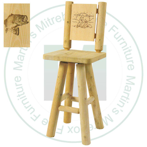 Hinterland Log Swivel Branded Fish Back 24'' Bar Stool.