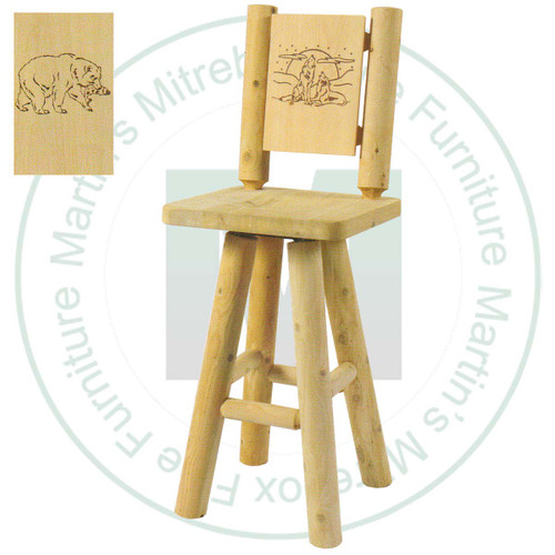 Hinterland Log Swivel Branded Bear Back 24'' Bar Stool.