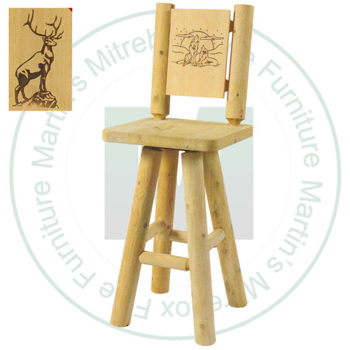 Hinterland Log Swivel Branded Elk Back 24'' Bar Stool.