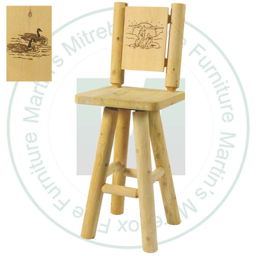 Hinterland Log Swivel Branded Loon Back 30'' Bar Stool.