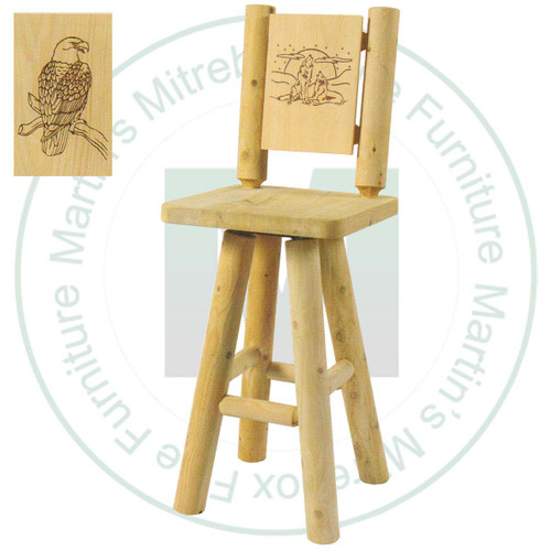 Hinterland Log Swivel Branded Eagle Back 30'' Bar Stool.