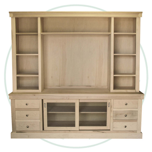 Wormy Maple Madrid TV With Hutch 84'' Wide x 80'' High x 20'' Deep