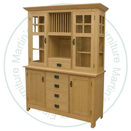 Wormy Maple Mission Hutch And Buffet 56'' Wide x 76'' High x 19'' Deep