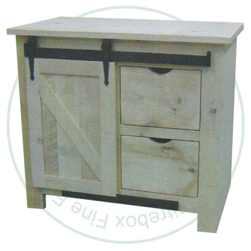 Wormy Maple Barn Door 2 Drawer 1 Door Night Stand